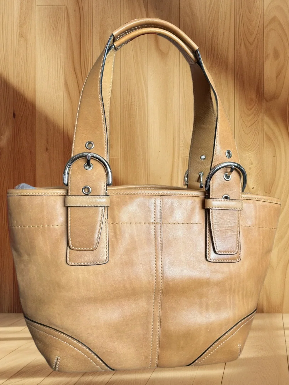 Coach Vintage Soho Glove Tanned Leather Tote Shoulder Bag Camel Tan 9544